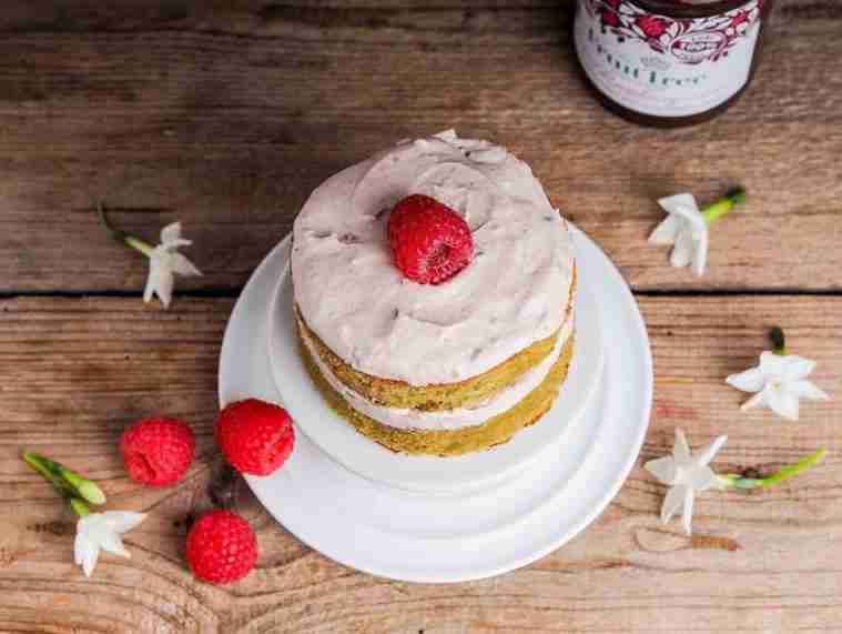 Raspberry Matcha Cake